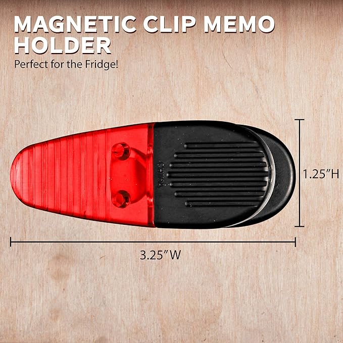 10 Magnetic Memo Holders Set - Large Clip, Plastic - TRed