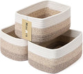 Small Storage Baskets for Organizing | Closet Organizer Bins | Shelf Toy Basket | Woven Rope Baskets | Cube Decorative Box | Shallow Basket |11.5x7.5x4.7”| 3 Packs Gradient Brown