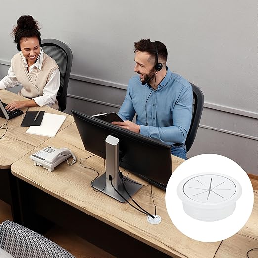 uxcell 2 Pcs Desk Grommet, 1.97 inch 50mm Desk Cable Hole Cover Wire Hole Insert for Home Office Table Cabinet Cord Organizer, White
