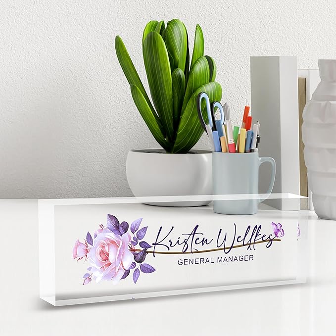 Custom Personalized Name Plate - Office Desk Decor for Women & Men, Employee Appreciation Gifts