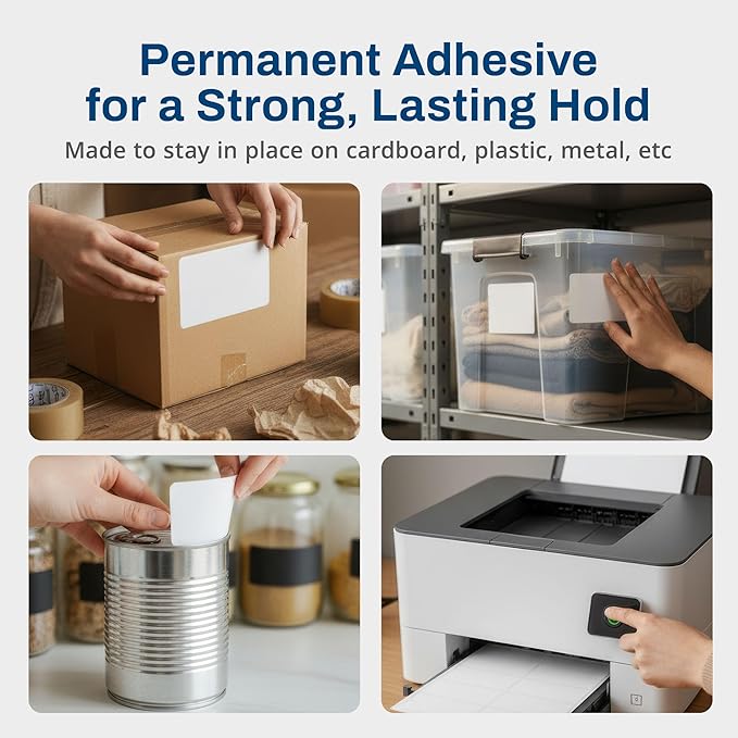 Printable Matte White Shipping Labels Stickers – 4"x3.33" Laser/Inkjet Compatible (6 per Sheet) 25 Sheets - 150 Total Multipurpose Self-Adhesive Labels to Write on/Print On | Made in USA