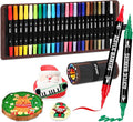 24 Colors Acrylic Paint Markers, Dual Tip with Fine Tip and Brush Tip Pens for Stone, Wood, Calligraphy, Canvas, Ceramic, Metal, Glass, Rock Painting, DIY Crafts Art Supplies Kit