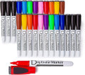 Volcanics Magnetic Dry Erase Markers With Eraser Fine Tip Low Odor Thin Whiteboard Markers for Small White Board Markers Dry Erase Pack of 24,10 Colors