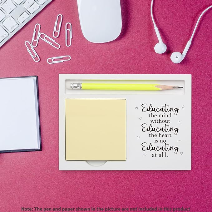 Inspirational Educating The Heart Teacher Gift, for Educators Counselors Mentors Staff, Appreciation Gift for Back to School Farewell Retirement Office School Home Decor Note Pad Holders KBB08
