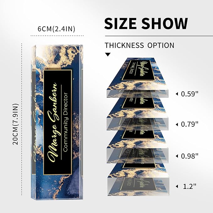 Personalized Name Plate for Desk Custom Acrylic Desk Name Plate Custom Employee Appreciation Gifts Office Gifts for Women, Men, Boss, Coworkers, Teacher, Nurse (A-Blue Marble)