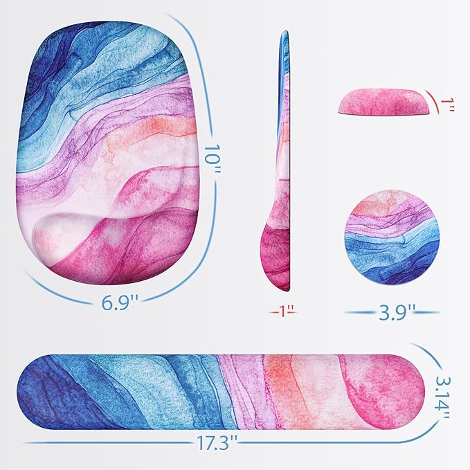 Ospelelf Wrist Rest for Keyboard and Mouse Ergonomic Mouse Pad with Wrist Support Memory Foam Wrist Rest for Computer Keyboard,3-in-1 Gel Mouse and Keyboard Pad for Office Colorful