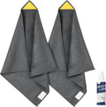 loukin 2 Pack Magnetic Whiteboard Cleaning Cloth, Dry Erase Cleaning Cloth for Classroom, Home and Office Use, Reusable & Washable, Gray, 12" x 12", 1 Bottle of 3.4 fl oz Whiteboard Cleaner Included