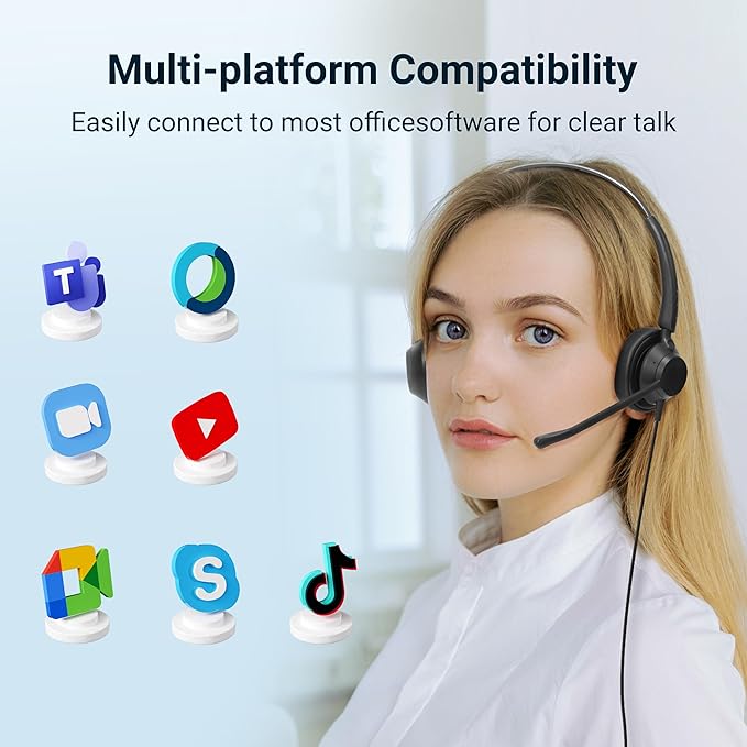 Easilent Wired Headset with Mic for PC, USB Headset with Noise Canceling Mic & in-line Control for Meetings, Computer Headset for Work, Office, WFH, Teams, Zoom, 3.5mm/USB-A