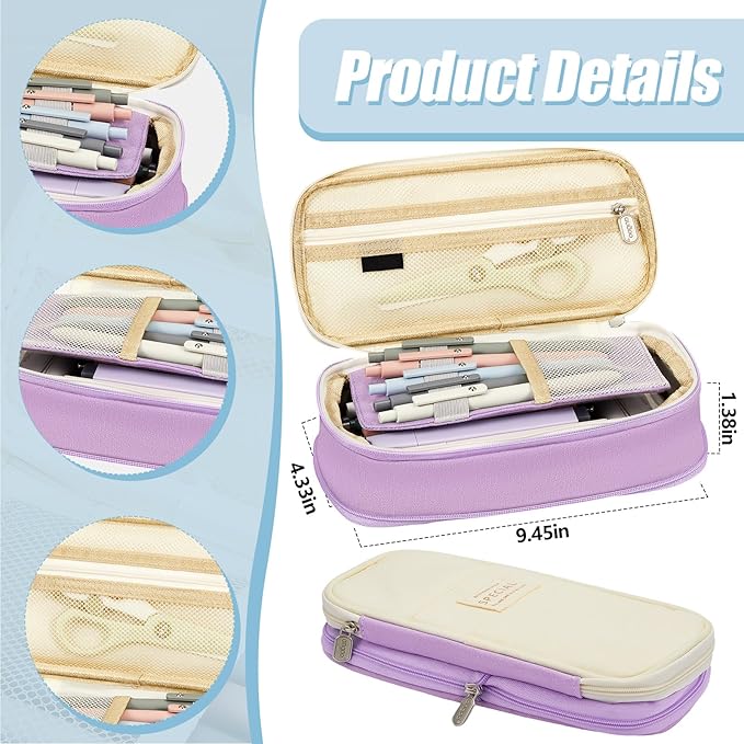Jutom 39 Pcs Aesthetic Book Annotation Kit Highlighter with Pencil Case Bag Gel Pen Transparent Sticky Note Taking Bible Study College School Supplies(Purple,Cute Style)