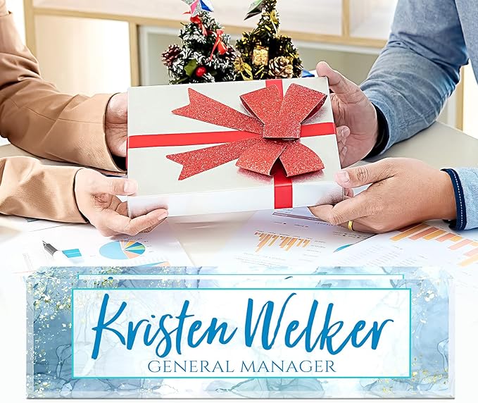 Name Plate for Desk, Desk Name Plate Personalized, Office Decor for Women Men, Acrylic Desktop Accessories, Office Appreciation Gifts for Boss Social Workers Nurse Teacher Employee (Blue Marble)