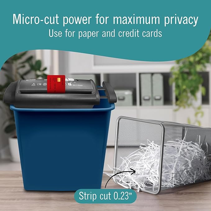 Paper Shredder for Home, Paper Shredders Heavy Duty with Extendable Arm – 6 Sheet Strip-Cut, Credit Card Slot, Mini Document Shredder Without Basket for Home, Office – Overheat, Jam Protection
