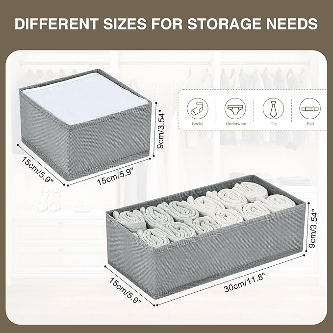 DIMJ drawer organizers for clothing, 16 Pack, Gray