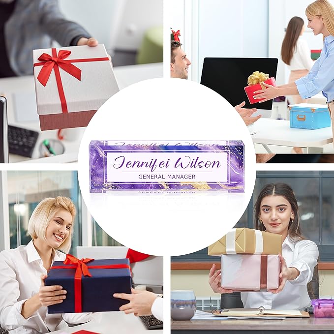 Name Plate for Desk-Personalized Name Plates for Desk-Name Plate Personalized for Office-Gifts for Teacher Boss Employee Appreciation Office Desk Decor (purple C), MYDZBJMT1009