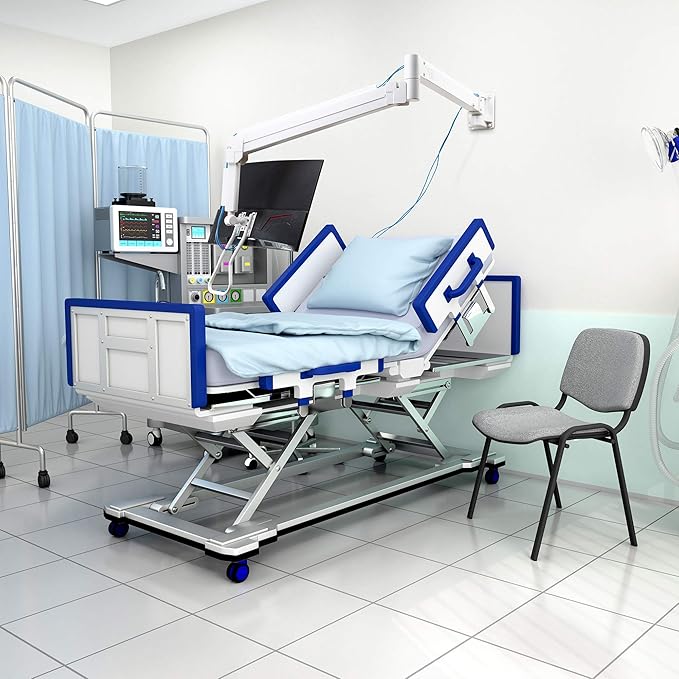 AVLT Medical Grade 17.6 lbs Monitor Wall Mount - Mounts Ultrawide Monitor on 74" Long Extension Full Motion Height Adjustable Arm - for Healthcare and Maintenance Area