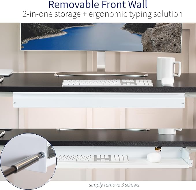 VIVO Large 33 inch Under Desk Slide Out Storage Drawer Organizer, White, DESK-DR33-W