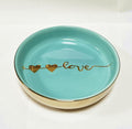 Ring Tray With Printed By Boutique Signature, To Be Prefect Gift, Home Decor, Turquoise Combe Natural Colorful Glaze.
