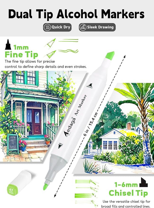 120 Colors Alcohol Markers with Free App, Dual Tip Art Marker with Kickstand Case for Artists Adults. Alcohol Based Markers for Coloring Painting Sketching and Drawing, Great Gift