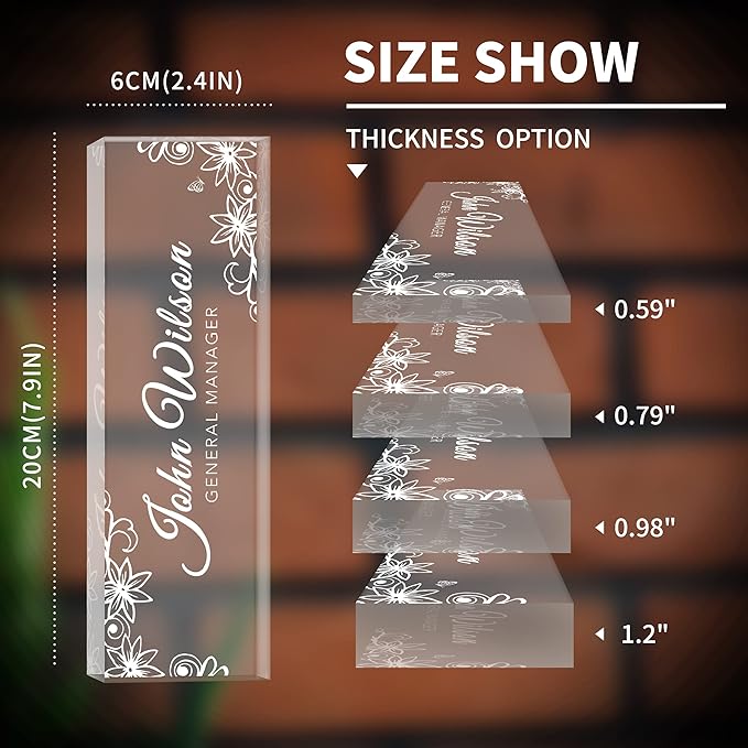 SalaGraphics Custom Engraved Acrylic Name Plates for Desks, Office Desk Plate Personalized, Decor Nameplate, Nurse Manager Employee Teacher Appreciation Gifts, Accessories (Flowers E)
