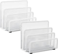 EASEPRES Desk Mail Organizer, Office Small Desktop Metal Mesh Envelope Letter Sorter Paper File Holder Organizer with 3 Vertical Upright Compartments, White 2 Pack