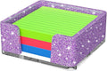 Sticky Note Holder, Glitter Purple Acrylic Notepad Holder 3x3 in Self-Stick Note Dispenser Office Desk Accessories, Memo Pad Holder Organizer for Classroom School Supplies