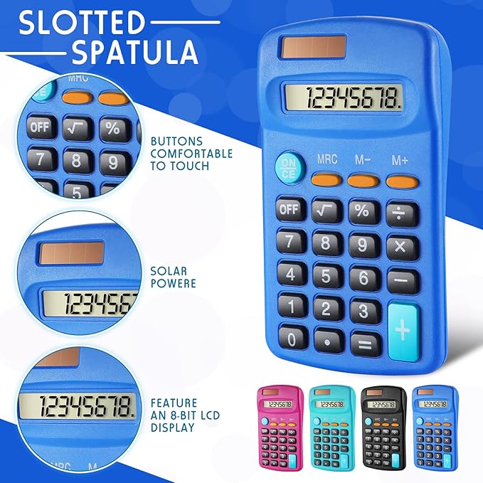 24 Pcs Pocket Size Basic Calculators Dual Powered Handheld 8 Digit Display Desktop Calculators for Desktop Home Office(Fresh Color)