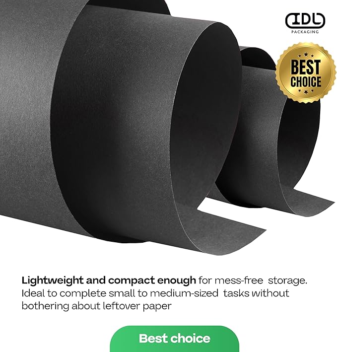 Black Kraft Paper Roll 36" x 2160" (180 feet) with Cutter - USA-Made Quality Paper 50lb Thickness for Wrapping, Packing, Moving, Shipping, & Crafts/Arts - Natural Kraft Material by IDL Packaging