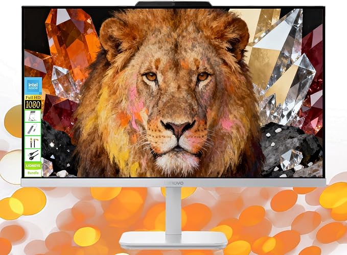 Lenovo A100 23.8" FHD All-in-One PC, Intel 4-Core CPU, 16GB RAM, 512GB SSD, Webcam, Wi-Fi 6/Bluetooth, RJ-45, Keyboard & Mouse, Perfect for Multi-User Home/Office/Online Learning, Windows 11,LE Bundle