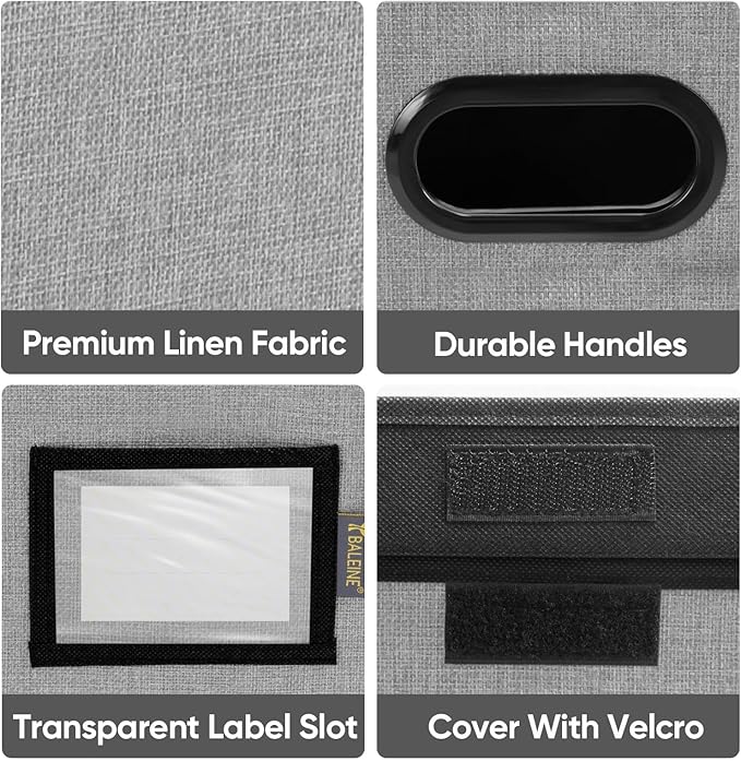 BALEINE File Organizer Box with Lid, Collapsible File Folder Organizer with Plastic Slide, Hanging File Folder Box for Office Document Storage (1 Pack, Grey)