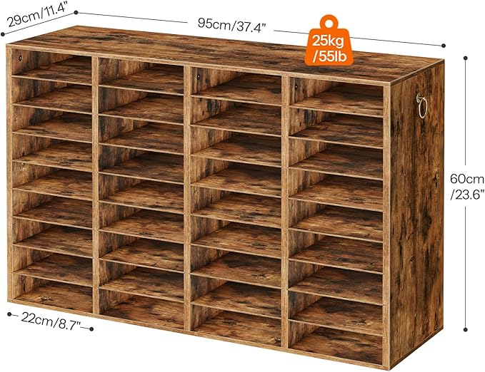 HOOBRO Wooden Literature Organizer, 36-Slot Mail Sorters, Removable Classroom Mailbox, Student Mailboxes for Classroom, Paper Storage Organizer, for Home, Office, Classroom, Rustic Brown FG36WF01