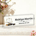 Ship Next Day-Custom Name Plate for Desk, Desk Name Plate Personalized, Acrylic Office Desk Accessories, Appreciation Gifts for Coworkers Employee Teachers Boss Women Men (Lawyer)