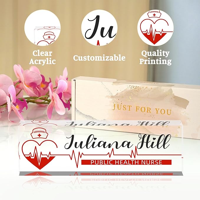 Personalized Name Plate for Desk, Nurse Office Decor for Women and Men, Employee Appreciation Gifts (Nurse Funds)