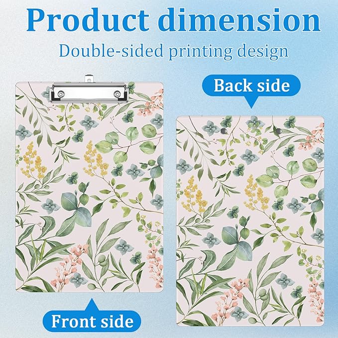 Botanical Garden Leaves Clipboard Decorative Clip Board with Metal Clip A4 Standard Size 12.5" X 8.7" for Teacher Students Nurses Office