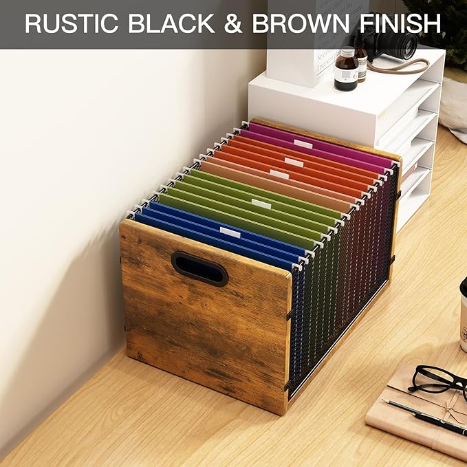 Hanging File Folder Organizer Filing Box with Handles File Organizer Holder for Desk Space-Saving Storage Bin for Letter Size – Open Design for Quick Access & Efficient Organization