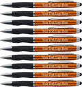 Personalized Pens With your Custom Logo or Text-300 Pack Bulk-for Businesses, Parties, and Events, 2 in 1 Ballpoint Pen + Capacitive Stylus for Touchscreen Devices, Orange Barrel, Blue Ink