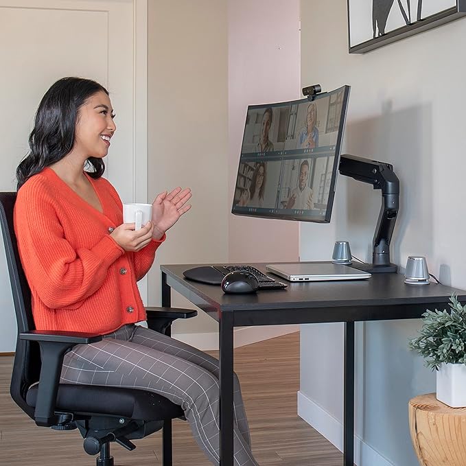 Ergotron – HX Premium Heavy Duty Monitor Arm, Single Monitor VESA Desk Mount – for Flat or Slight Curved Ultrawide Monitors Up to 49 inches, 20 to 42 lbs – Standard Pivot, Matte Black
