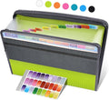 Sooez Accordion File Organizer with Safe Zipper, 12 Pocket Expanding File Folder with Front Pencil Pouch, Portable Monthly Paper Bill Tax Receipt Organizer, School Office Supplies, Letter Size, Green