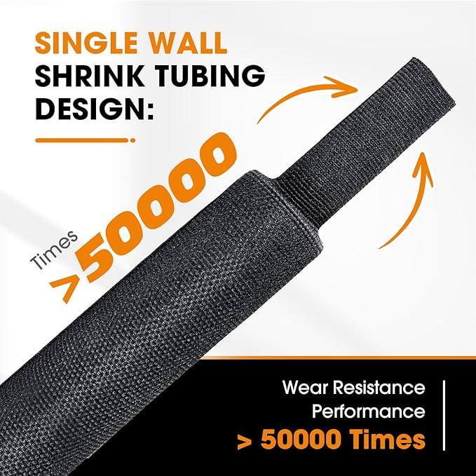 Black 2:1 Ratio Automotive Heat Shrink Braided Sleeving,Wear-Resistant Flat Woven Shrinkable Sleeve Fabric Car Cable Wires Hoses Protection (1"-66ft)