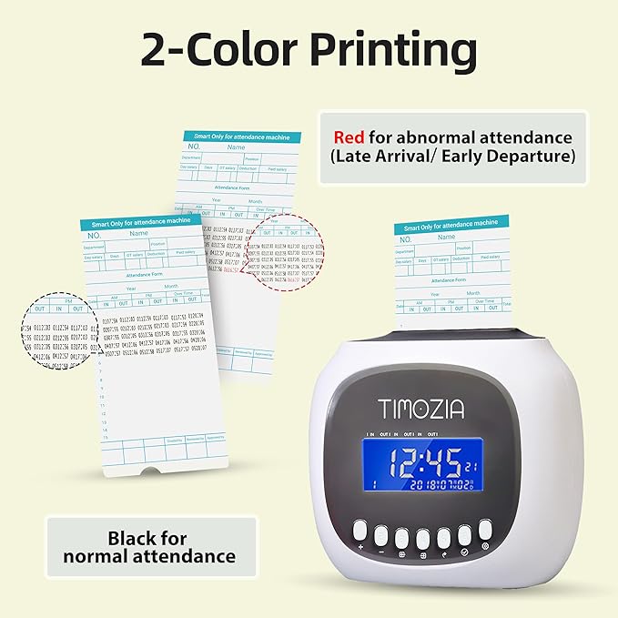 Time Clocks for Employees Small Business, Auto-Align Time Clock | 6 Punches per Day Time Machine, Clock in Machine for Employees with Time Cards, 2 Ink Ribbons(1 Inside) and 1 Rack