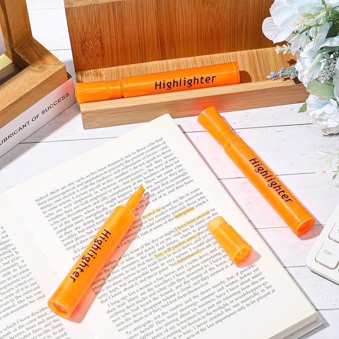 Qilery 72 Pack Highlighters Bulk, Tank Style Chisel Tip Highlighters Markers Pack Quick Drying for Adult Coloring, Home Office Supplies (Orange)