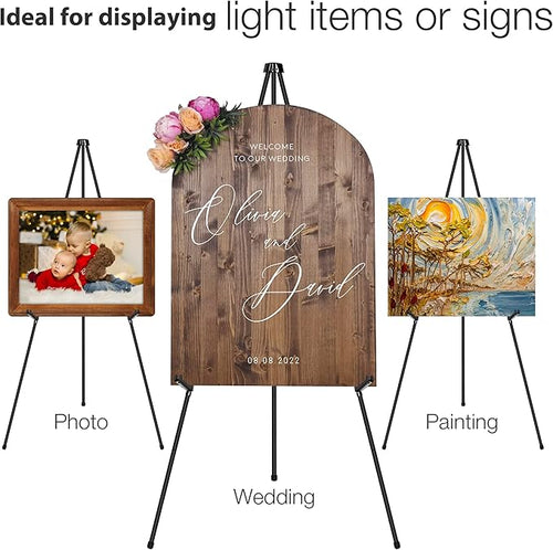 63" Display Easel Stand - 3Packs Art Easels for Wedding Sign Poster Stand Folding Floor Adjustable Metal Black Easel Instant Tripod Easel for Painting Wedding Welcome Sign Stand