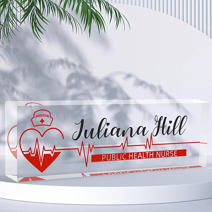 Custom Desk Name Plate Personalized, Acrylic Name Plates for Desk, Office Decor Personalized Gifts for Teacher Coworkers Boss Nurse (Dedicated Nurses)