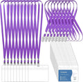 100 Pcs Lanyards for ID Badges and 100 Pcs Clear Name Tag Holders Reusable Lanyard with Clip Plastic ID Card Badge Holder Name Badges for Adults Kids Business School Office Supplies (Purple)