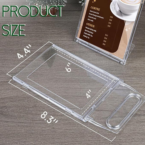 2 Pack 4x6 Inch Small Sign Holder Vertical, Double-Sided Usage with Swivel Base for Table Display, for Office, Store, Restaurant, Retail Counters, for Menu, Message Board, Note