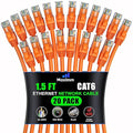 Maximm Cat 6 Ethernet Cable 1.5 ft (20-Pack) - High-Speed LAN Cable, Internet Cable, Patch Cable, and Network Cable - UTP, 10Gbps, 550MHz Ethernet Cord - Orange