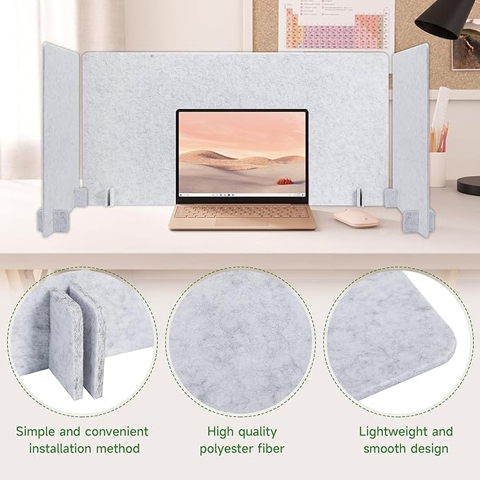 2 Pack Desk Privacy Panel 47.2" x 23.6" Acoustic Divider Panel Portable Desk Partition Desk Divider Noise Visual Isolate Table Divider for Student Study Reception Area Office Library