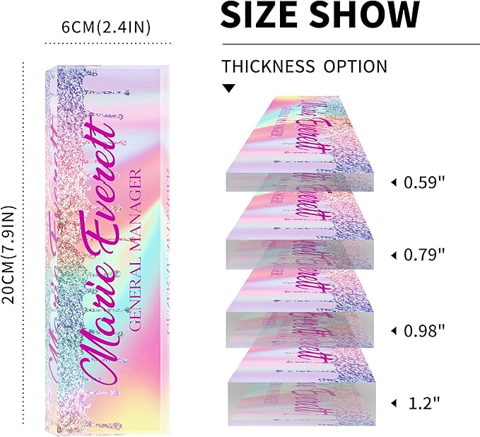 Custom Name Plate for Desk | Personalized Desk Name Plate | Personalized Boss Employee Appreciation Gifts | Acrylic Name Plate Office Desk Accessories (A-Colored Quartz)