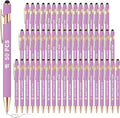 50 Pack Personalized Custom Pens with Stylus Bulk Ballpoint Pens Engraved with Logo Text Name for College Business Promotion Graduate Wedding Birthday Christmas (Purple)