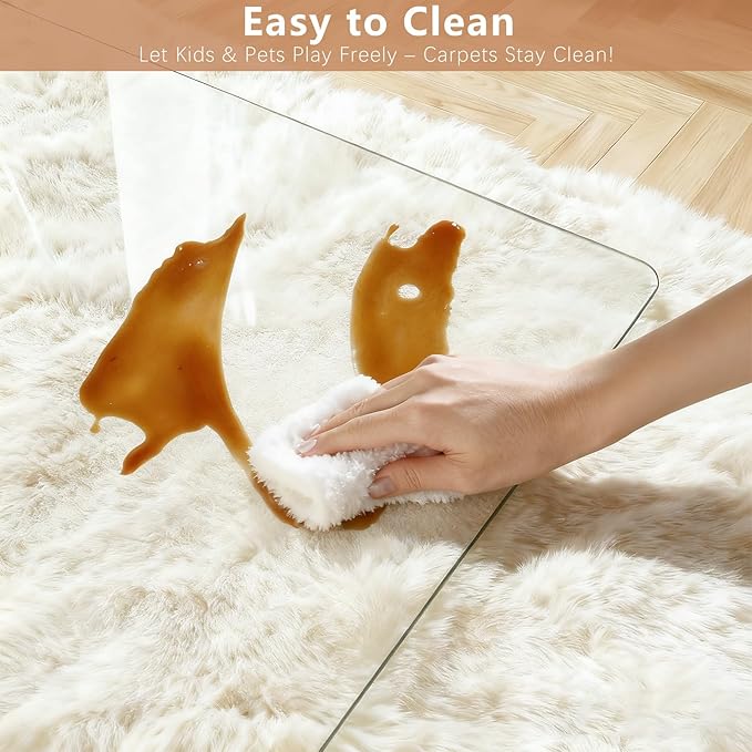 Tempered Glass Chair Mat for Carpet & Hard Floor, 36"x46" Office Chair Mat - Heavy Duty & Scratch Resistant, Non-Slip Pads, Rounded Corners & Polished Edges