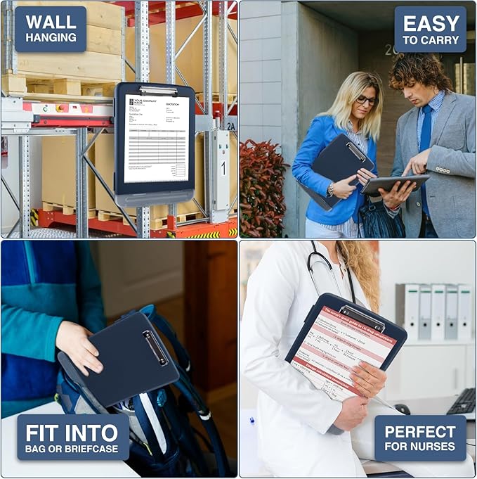 Sooez Clipboard with Storage, High Capacity Nursing Clip Board 8.5 x 11 with Pen Holder & Low Profile Clip, Plastic Clipboards Case Box, Teacher Must Haves School Office Supplies,Letter Size/ A4