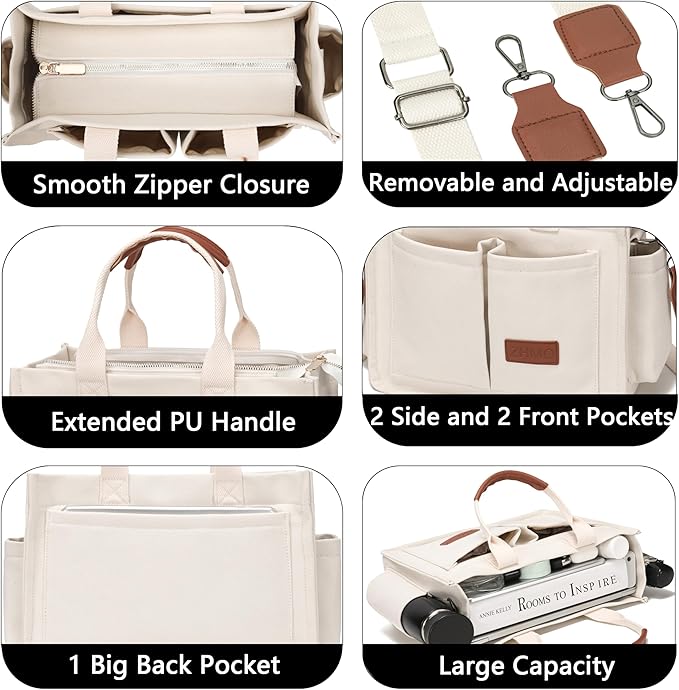 Canvas Tote Bag for Women,Women's Bags Crossbody Bags Work Laptop Tote Bag Large Handbags Purse for Travel Nurse Teacher